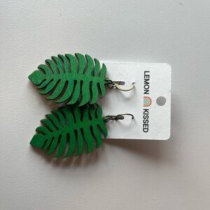 Lemon Kissed| Green Monstera Leaf Earrings
